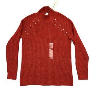 Liz Claiborne Women's Long Sleeves Sweater Size M Cabaret Red Mock Neck NWT